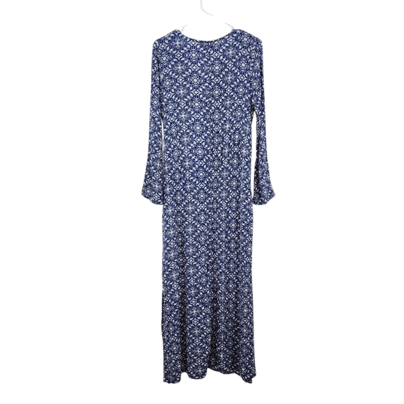 Lulus Women's Mandala Daydream Blue Print High Slits Maxi Dress - L - Picture 10 of 11